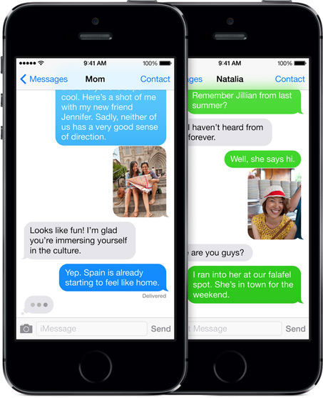 iMessages and regular messages (image from Apple)