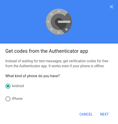 Get codes from the Authenticator app